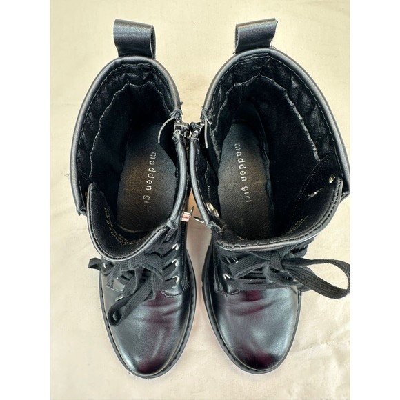 Madden Girl Gwinn Black Combat Boots Lace Up With Side Zipper Size 6.5 M - Picture 10 of 13